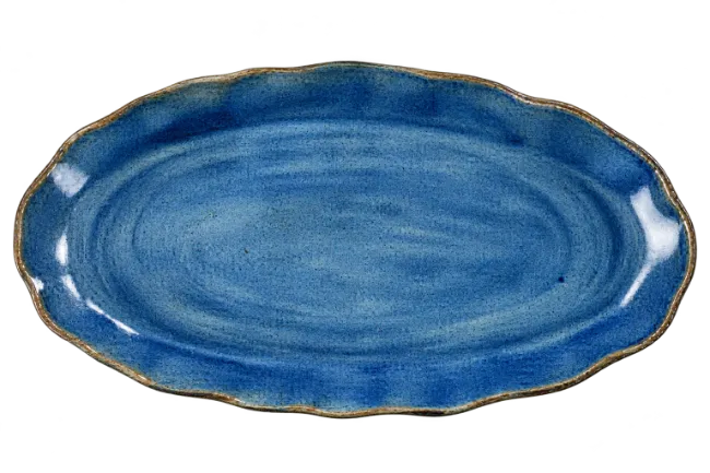 Blue Ceramic Oval Serving Platter