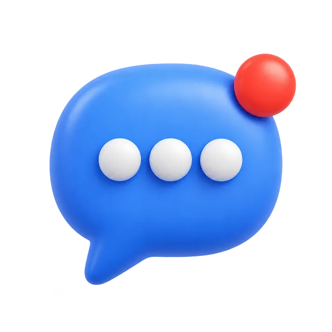 Blue Chat Bubble with Red Notification Badge