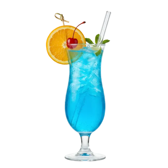 Blue Cocktail Drink in Hurricane Glass