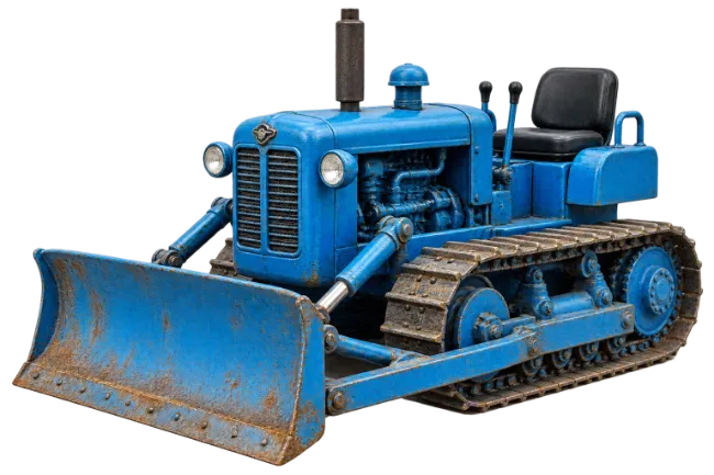 Blue Crawler Tractor With Front Blade
