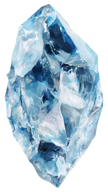 Blue Crystal Gemstone Watercolor Illustration
