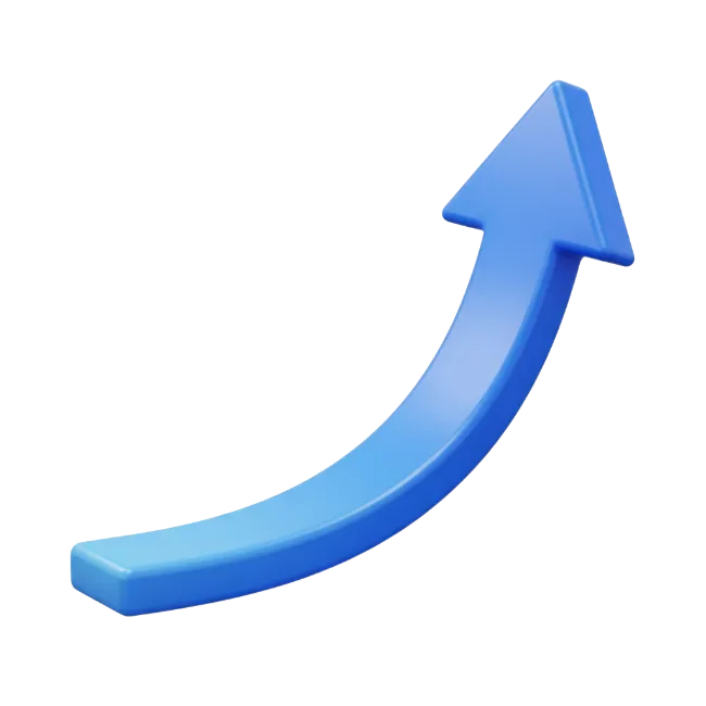Blue Curved Upward Arrow