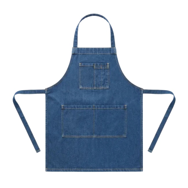 Blue Denim Apron with Pockets