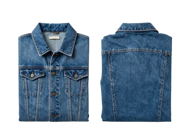 Blue Denim Jacket Front and Back View