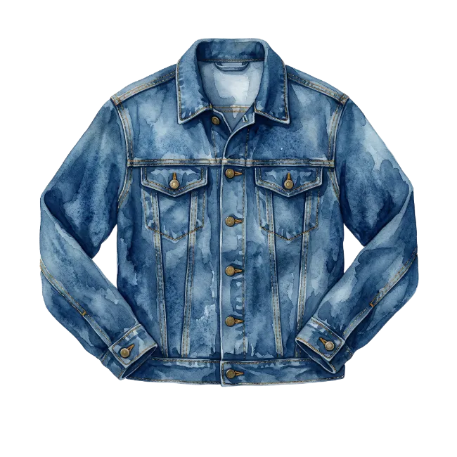 Blue denim jacket watercolor illustration