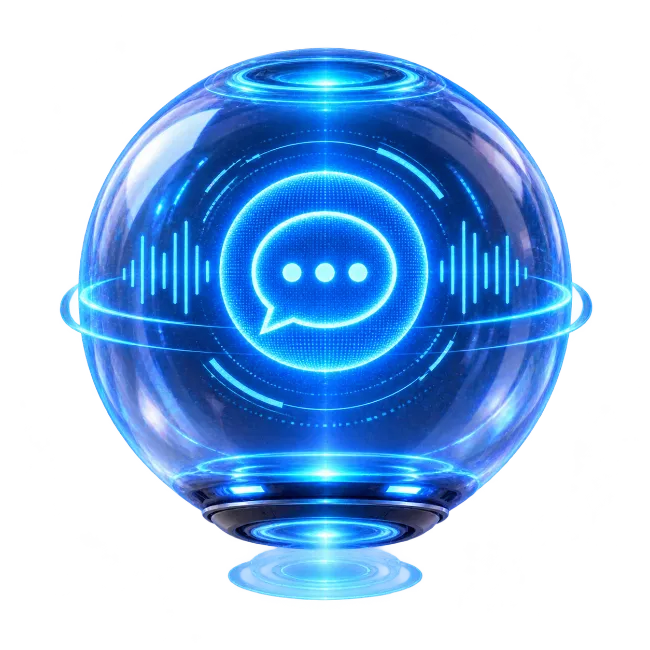 Blue Digital Communication Sphere with Sound Wave