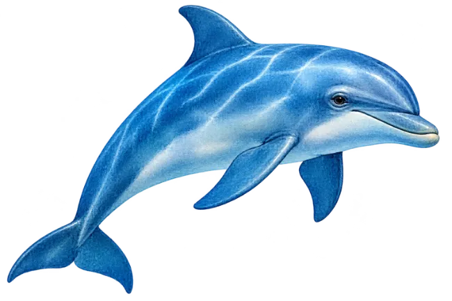 Blue dolphin illustration isolated on white