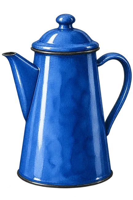 Blue Enamel Coffee Pot Illustration