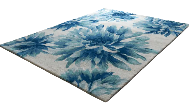 Blue Floral Area Rug