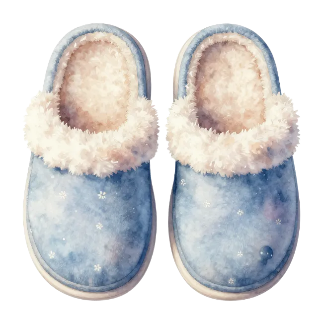 Blue Fuzzy Slippers