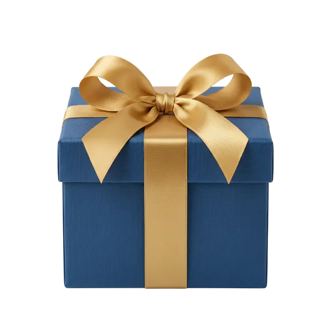 Blue Gift Box with Golden Bow