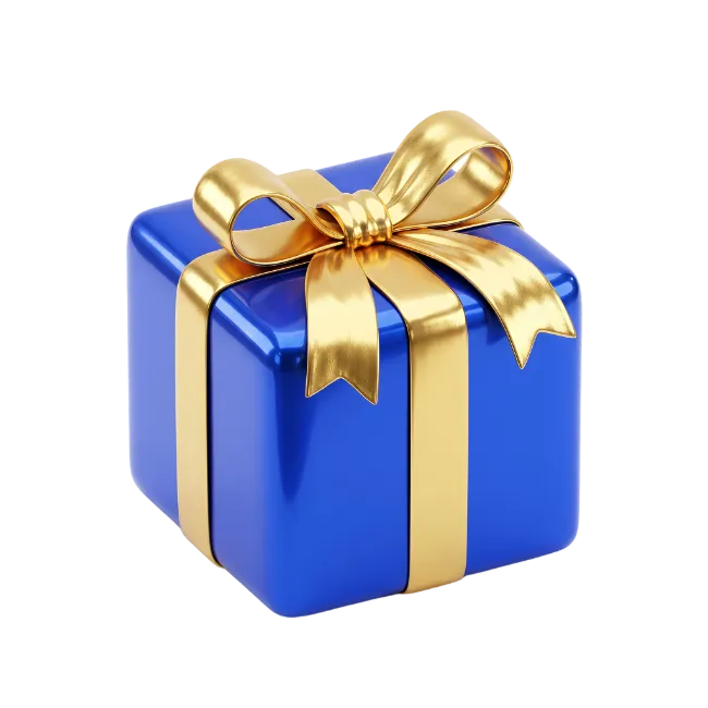 Blue Gift Box with Golden Bow