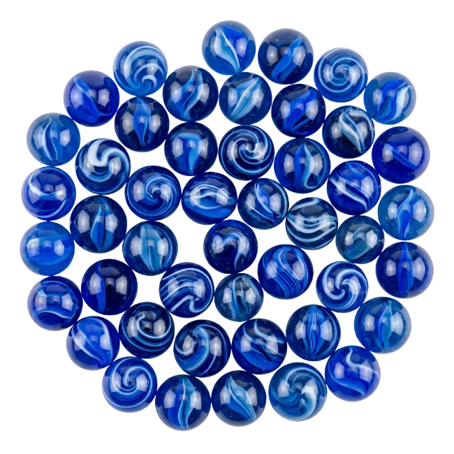 Blue Glass Marbles Arranged in a Circle