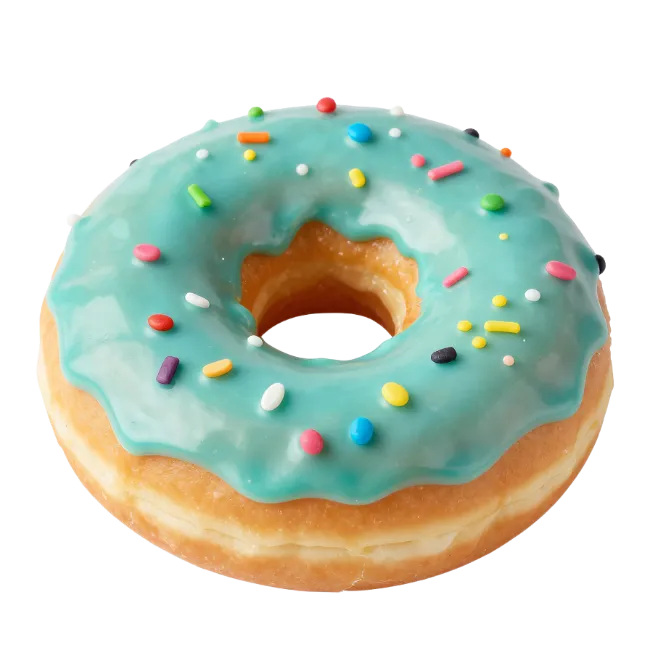 Blue Glazed Donut with Colorful Sprinkles