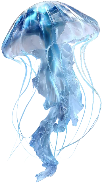 Blue Glowing Jellyfish Underwater Illustration