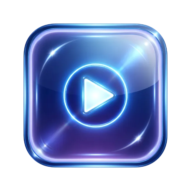 Blue Glowing Play Button Icon