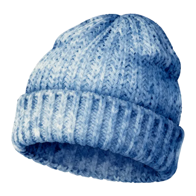 Blue Knit Winter Beanie Hat