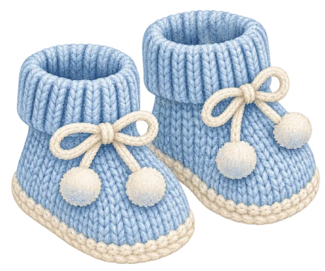 Blue Knitted Baby Booties