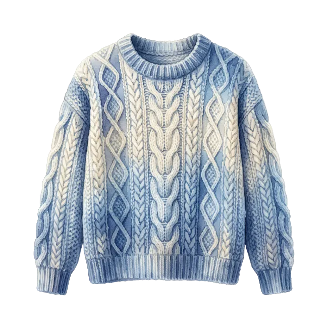 Blue Knitted Cable Sweater