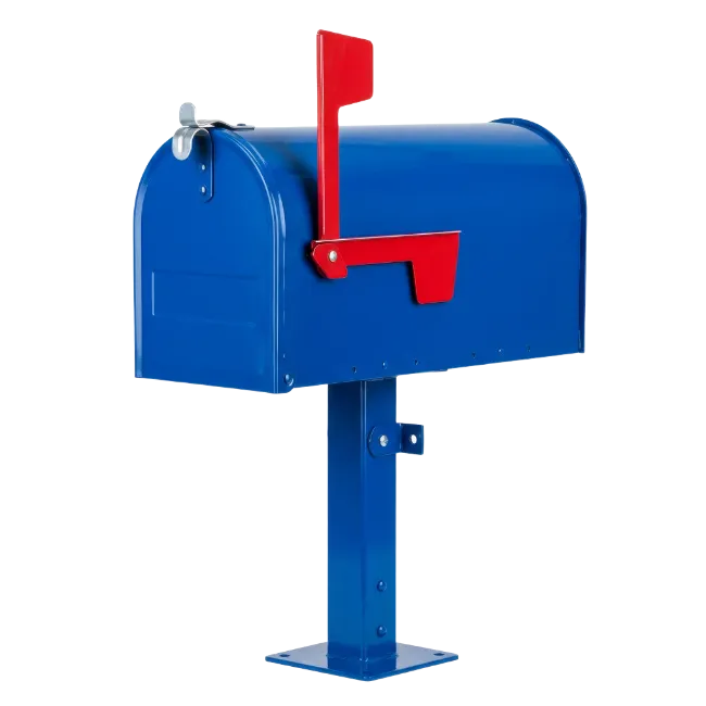 Blue Mailbox with Red Flag