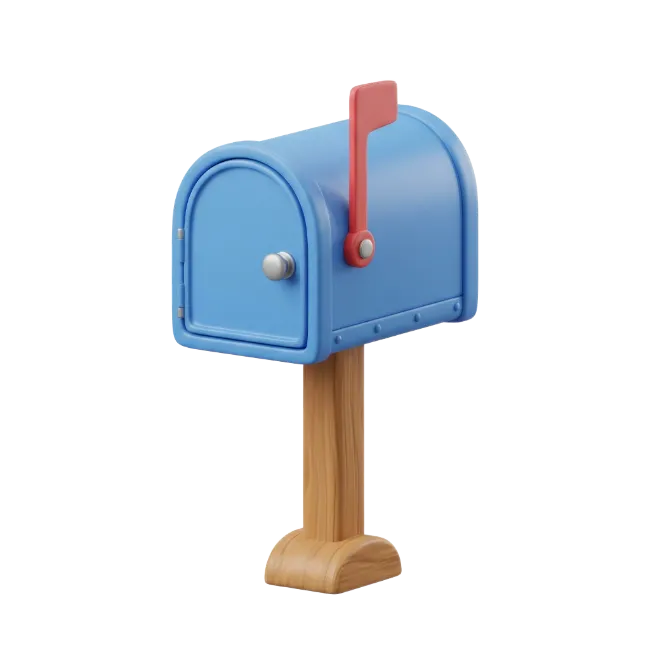 Blue Mailbox with Red Flag