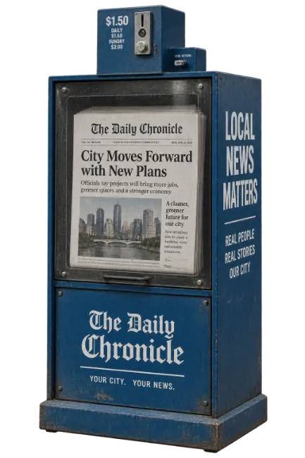 Blue Newspaper Vending Machine