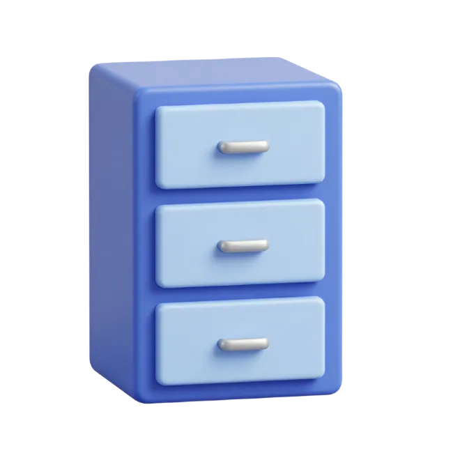 Blue Office Filing Cabinet 3D Render