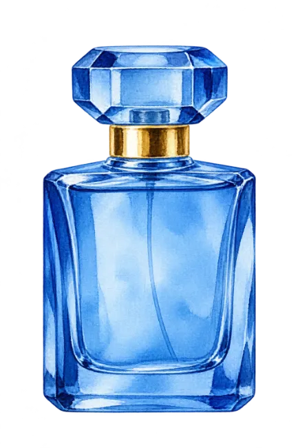 Blue Perfume Bottle Watercolor