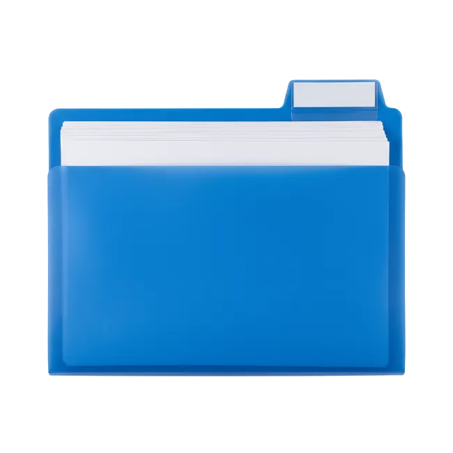 Blue Plastic File Folder With White Documents