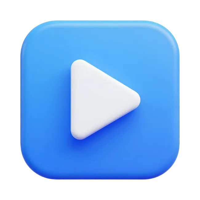 Blue Play Button 3D Icon