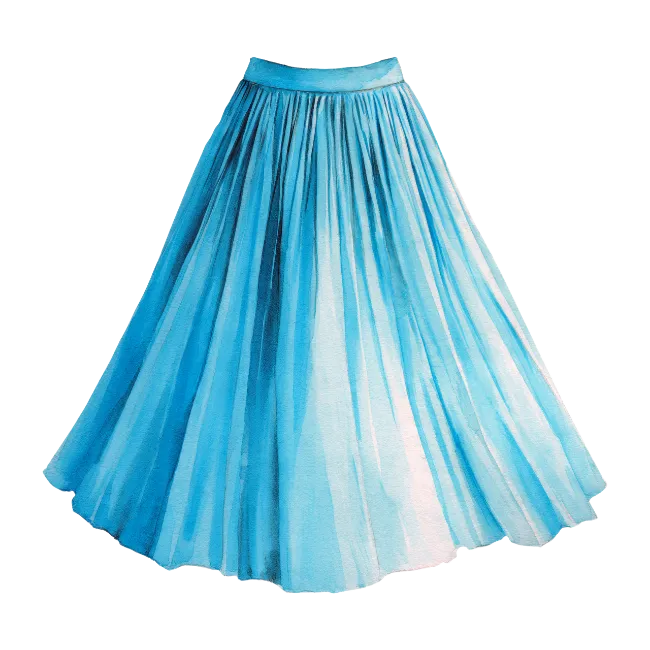 Blue Pleated Maxi Skirt Illustration
