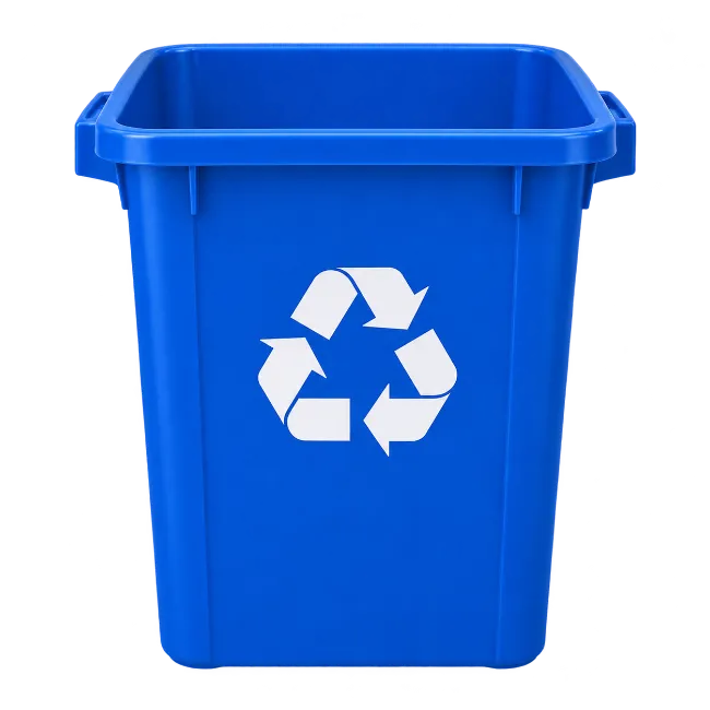 Blue Recycling Bin with White Symbol