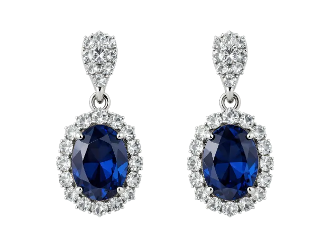 Blue Sapphire and Diamond Drop Earrings