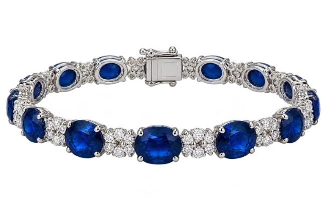 Blue Sapphire and Diamond Tennis Bracelet