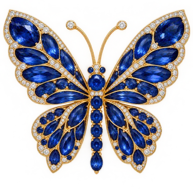 Blue Sapphire Butterfly Jewelry Brooch