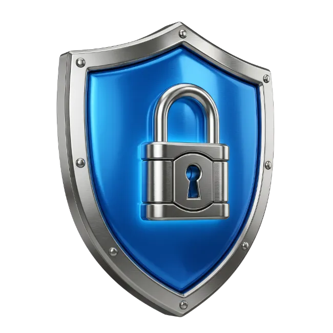 Blue Security Shield With Padlock
