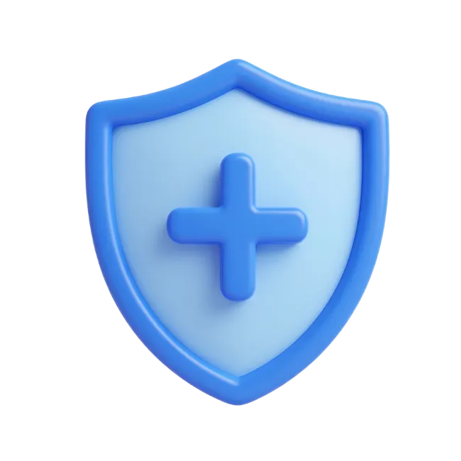 Blue Shield With Medical Cross 3D Icon