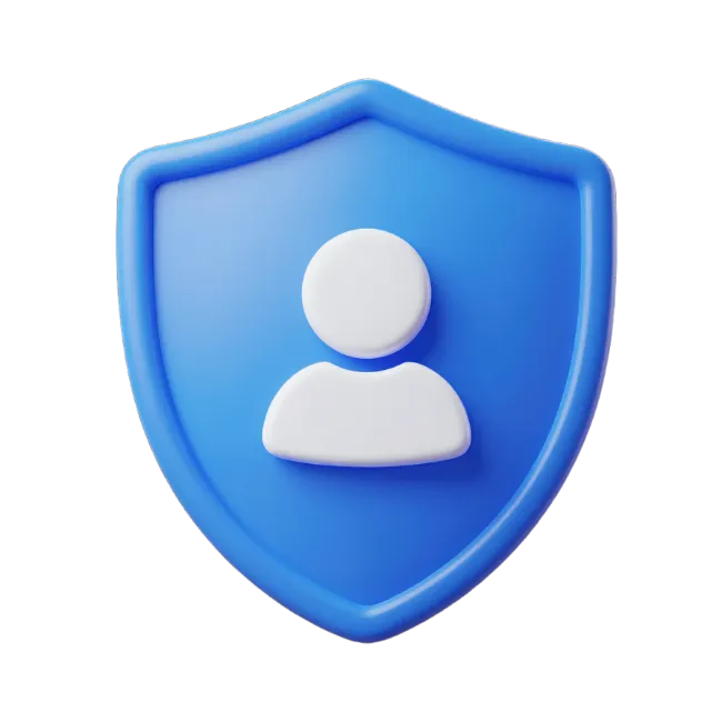 Blue Shield With User Profile Icon 3D