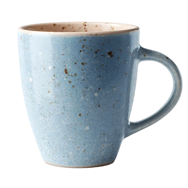 Blue speckled ceramic coffee mug