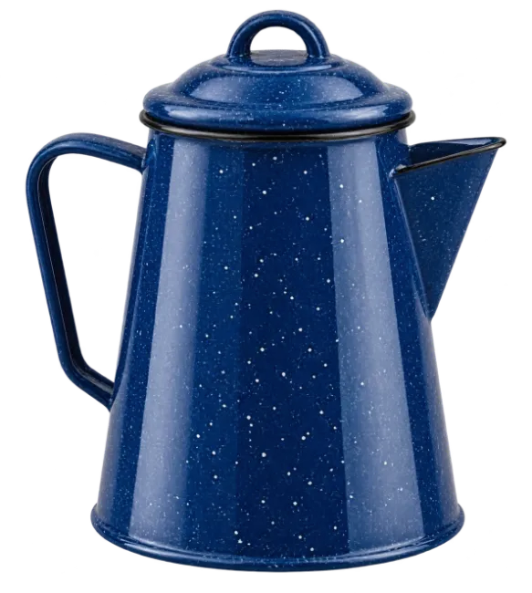 Blue Speckled Enamelware Coffee Pot