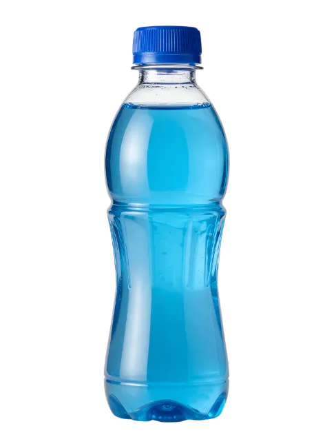 Blue sports drink plastic bottle
