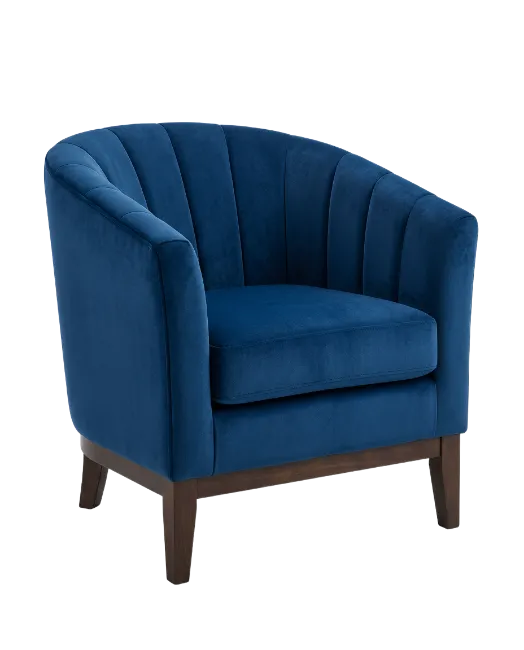 Blue Velvet Channel Tufted Armchair