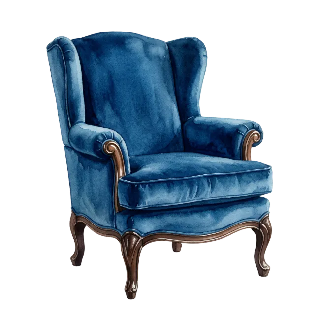Blue Velvet Wingback Armchair
