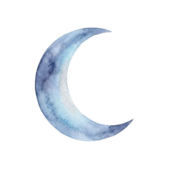 Blue Watercolor Crescent Moon Illustration