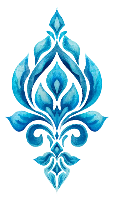 Blue Watercolor Damask Ornament
