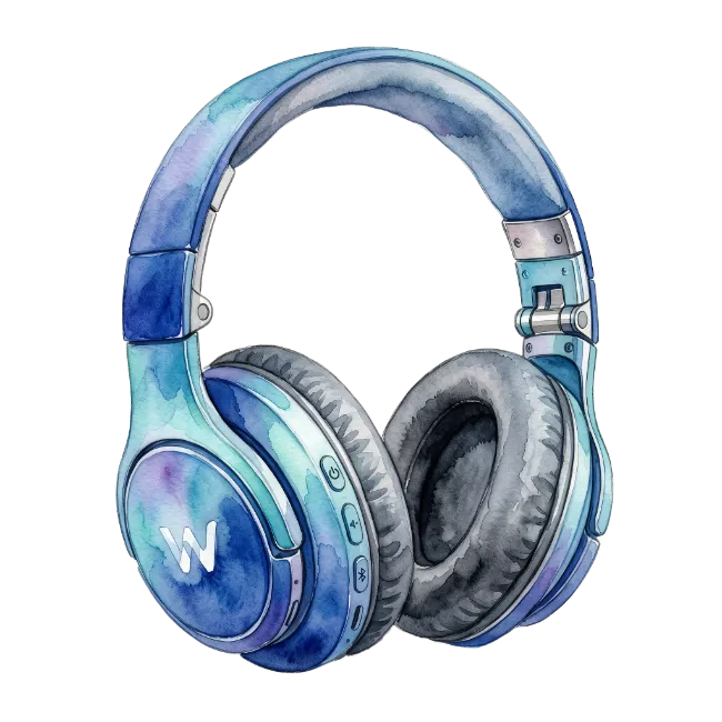 Blue Watercolor Headphones