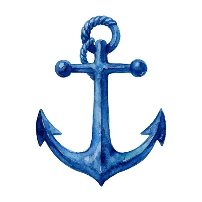 Blue Watercolor Ship Anchor