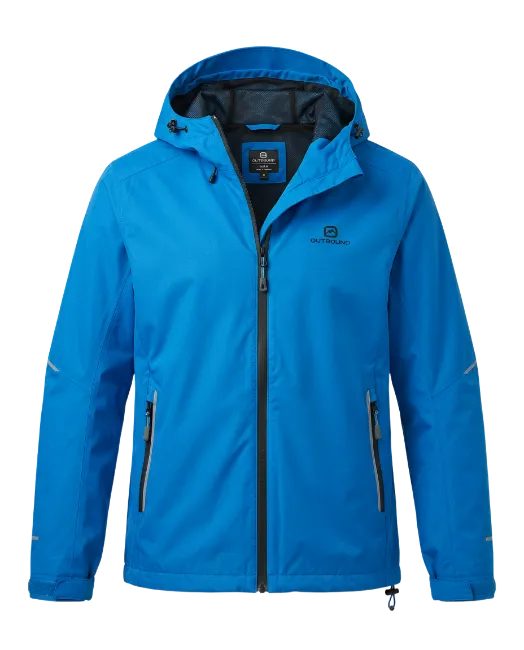Blue waterproof hooded jacket