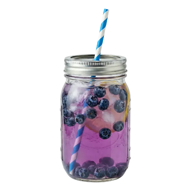 Blueberry cocktail in glass mason jar