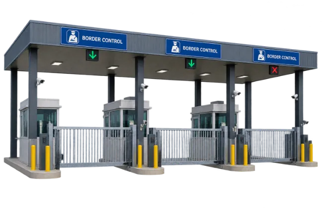 Border Control Checkpoint Station with Gates